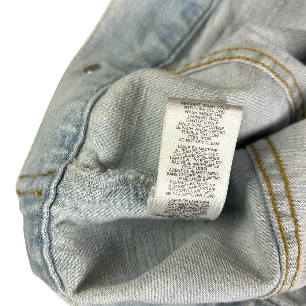 MK Michael Kors Jean Jacket Women Size XS Light Blue Stone Wash Button Up Denim